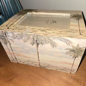 VTG Beach Vibes 4x6 Frame Keepsake Box Trinket Holder Jewelry Case Palm Trees